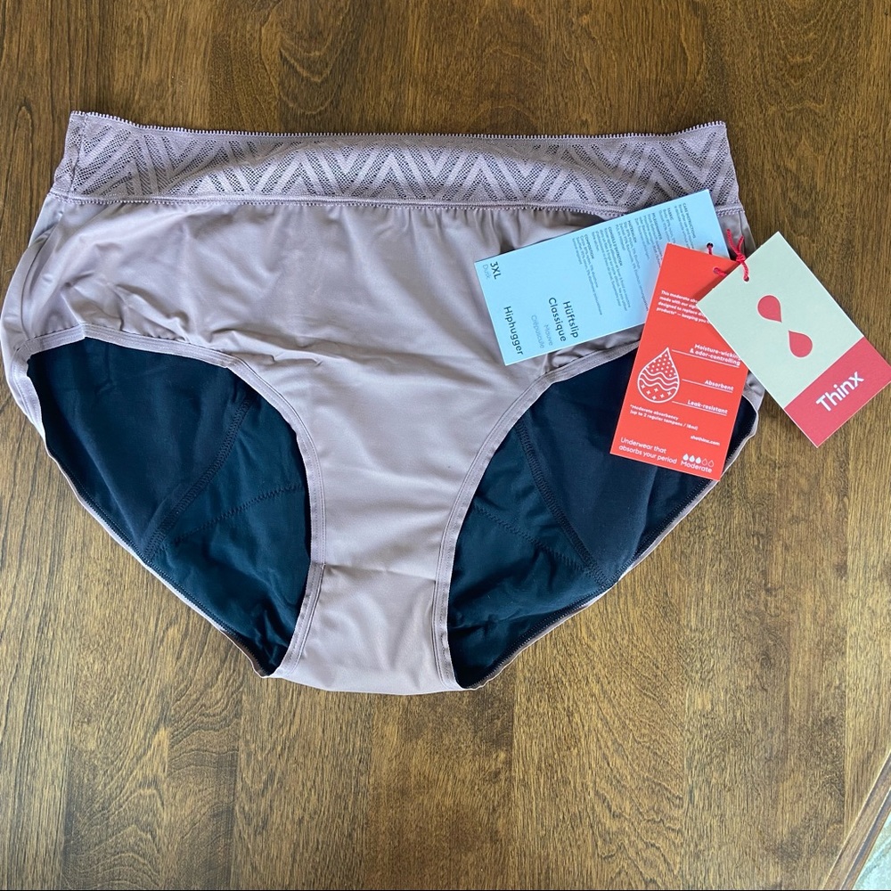 Thinx Period Underwear Hiphugger Style Moderate Flow 3Xl Mauve NEW